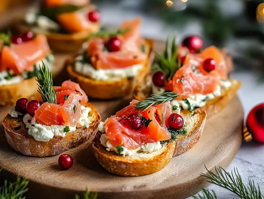 Christmas Crostini with Smoked Salmon